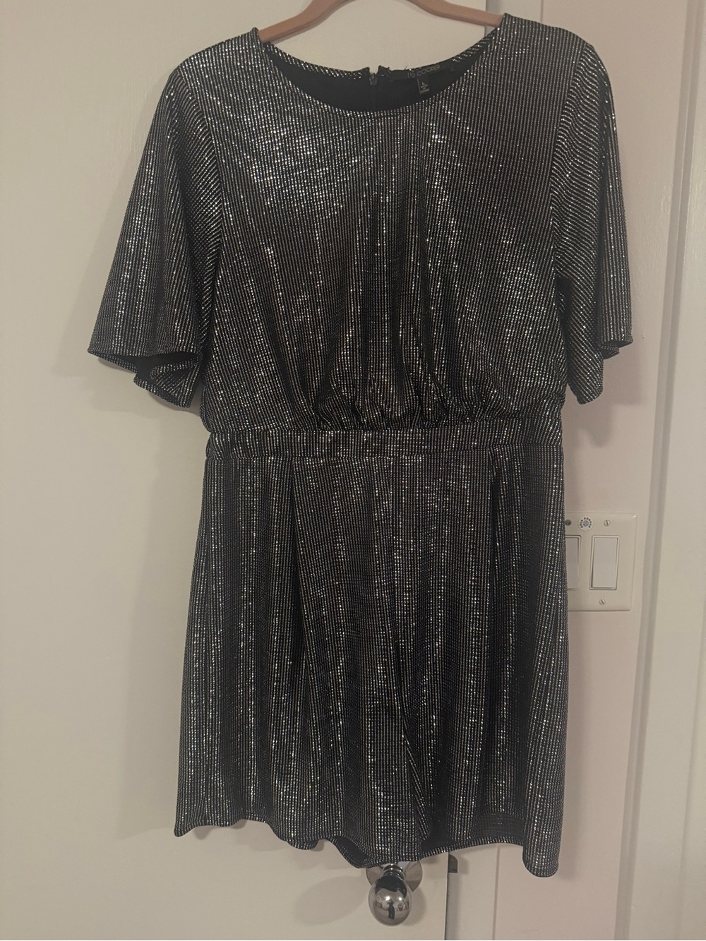 19 Cooper black & silver sequin romper size L